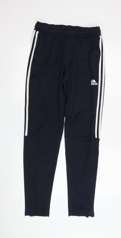 Additional front view of Adidas boys’ black track pants, size S, sportswear essentials