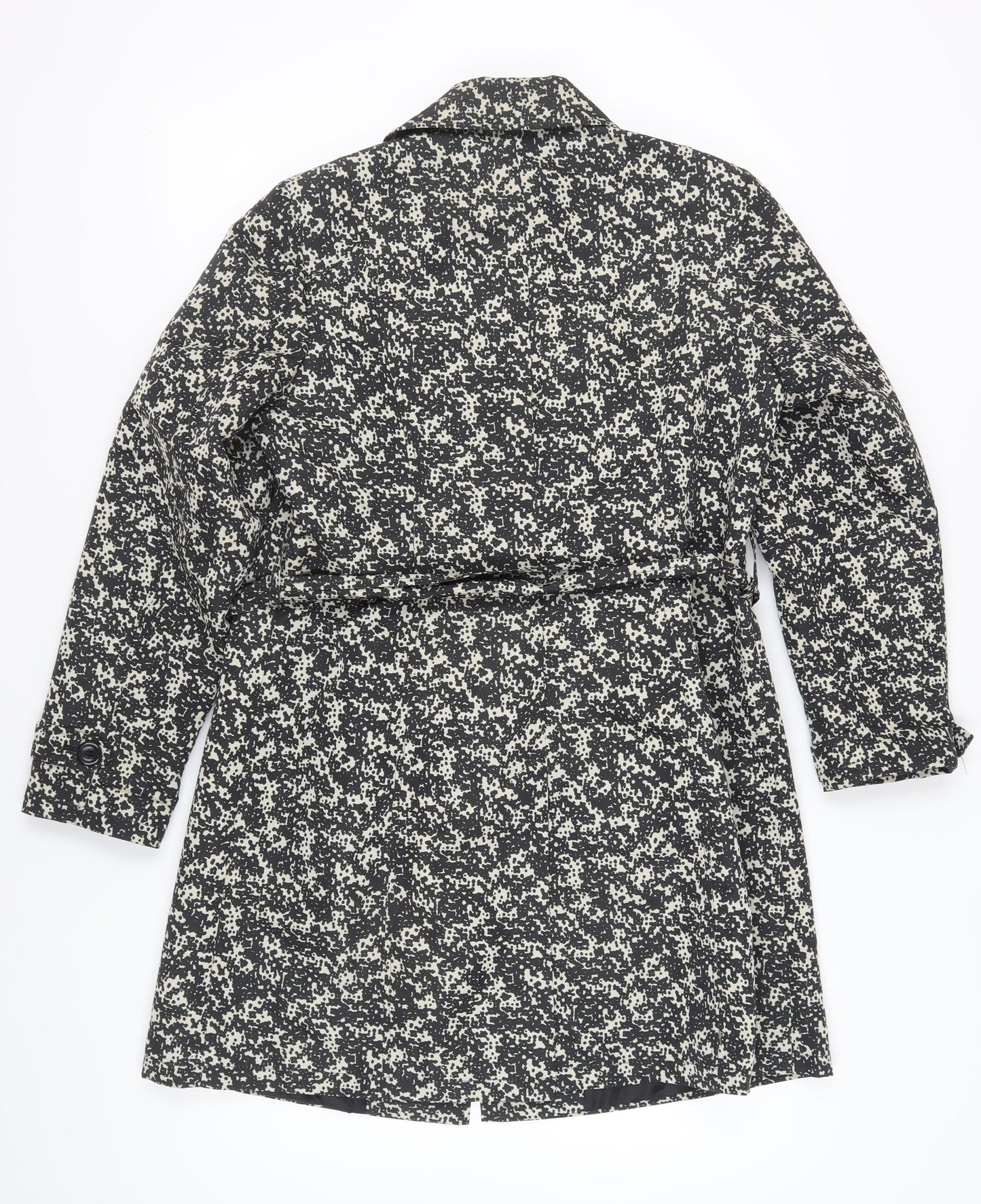 Marks and Spencer Women's Black Geometric Trench Coat, Size 14