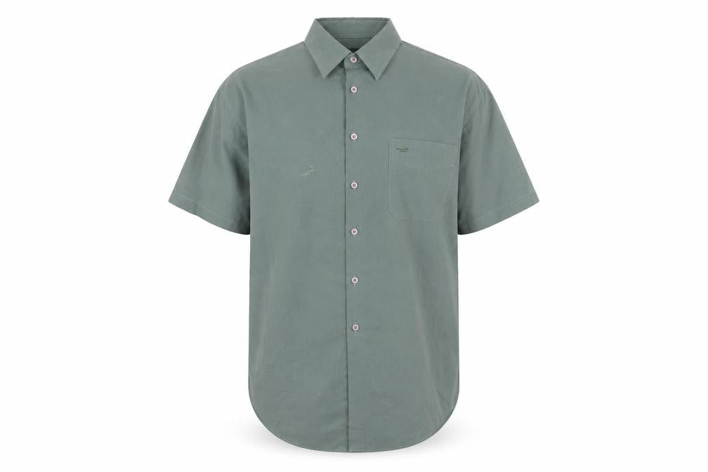 Wolsey Men's Green Short Sleeve Button-Up Shirt