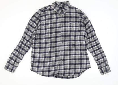 Marks & Spencer Men's Grey Check Flannel Shirt XL