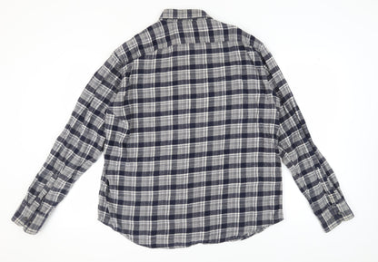 Marks & Spencer Men's Grey Check Flannel Shirt XL