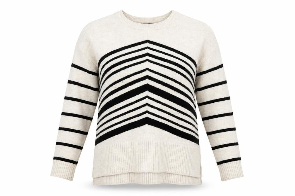 Principles Women's Beige Black Striped Pullover Jumper Size 8