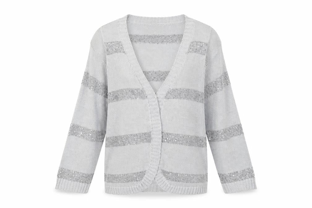Casamia Women's Grey Sequin Cardigan, Size S