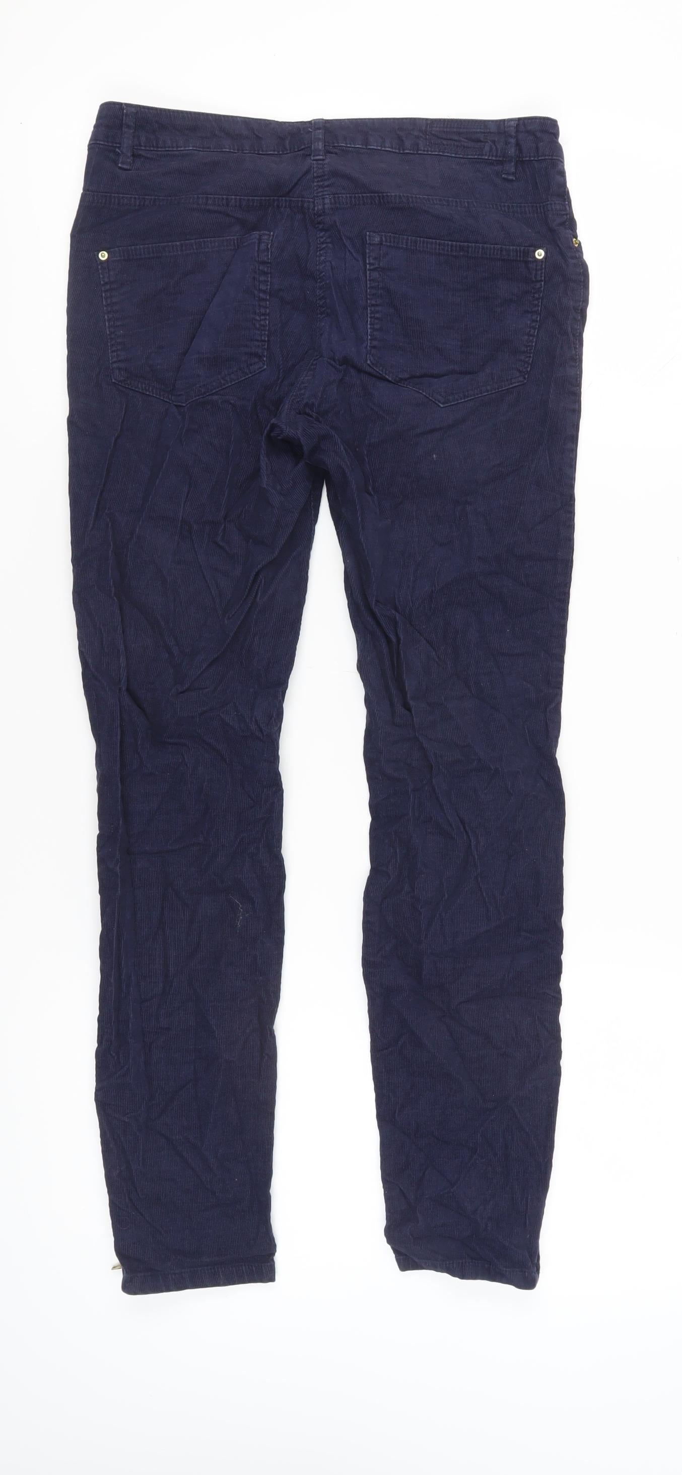 H&M Women's Blue Skinny Trousers, Size 10, Ankle Zip