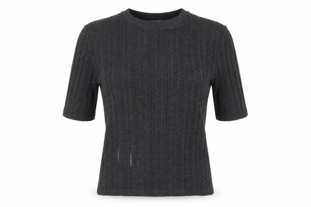 Mango Women's Black T-Shirt, Size M, 3/4 Sleeve, Casual