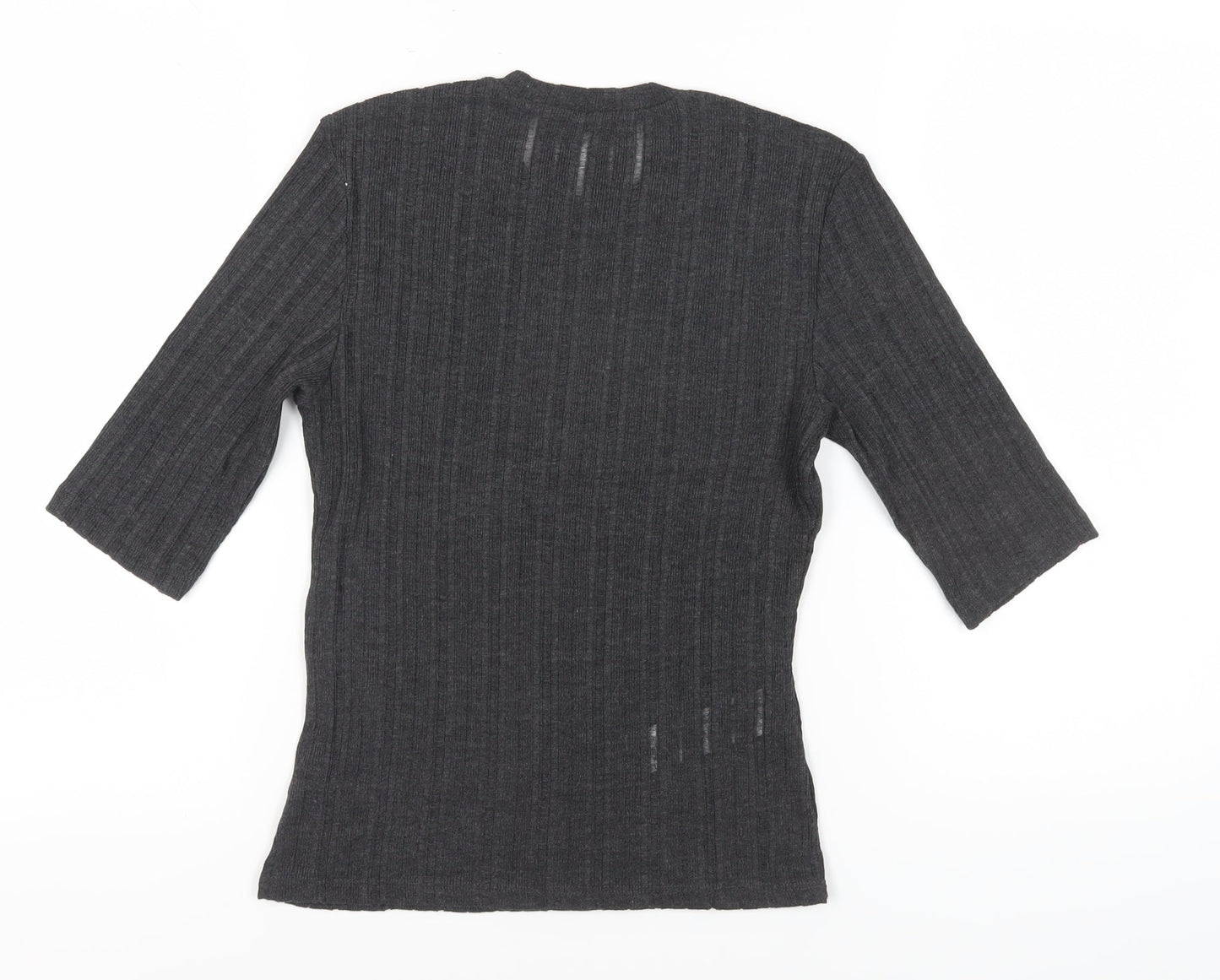 MNG Women's Black T-Shirt, Size M, 3/4 Sleeve, Casual