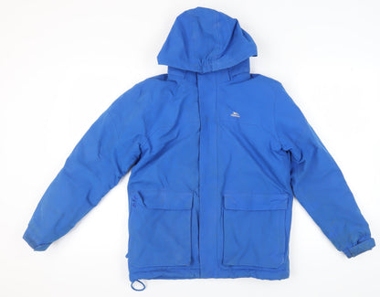 Additional front view of Trespass boys’' blue parka 12y winter waterproof jacket