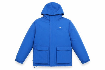 Front view of Trespass boys’' blue parka 12y winter waterproof jacket