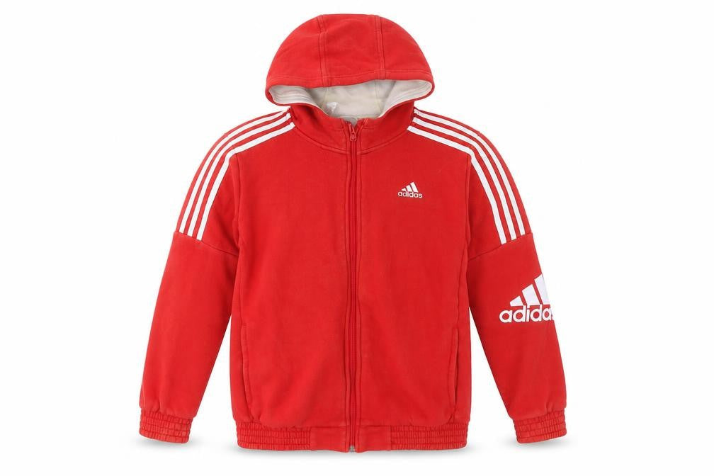 Adidas Boys' Red Full Zip Hoodie Size 13-14 Years