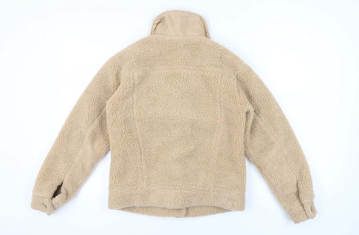 New Look Women's Beige Fleece Jacket, Size 6, Collared Style