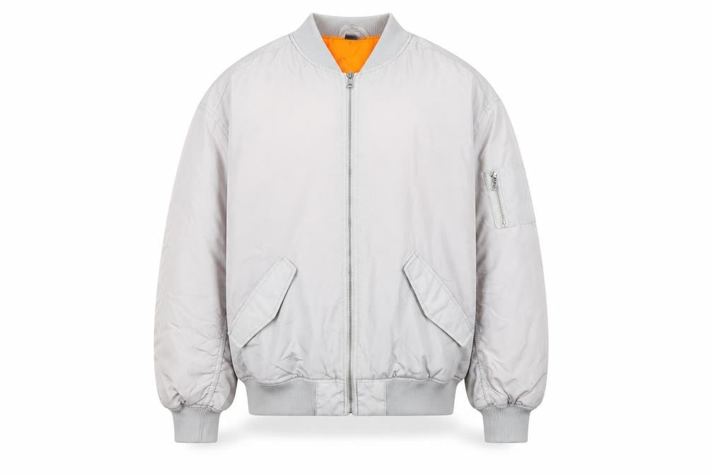 H&M Men’s Grey Bomber Jacket S Stand-Up Collar