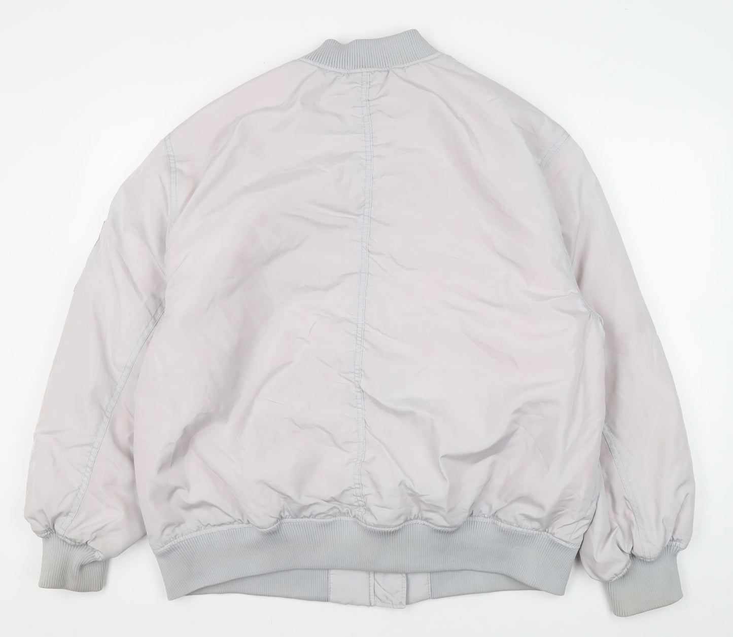 H&M Men’s Grey Bomber Jacket S Stand-Up Collar