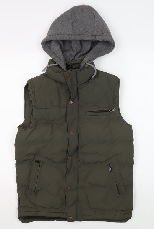 Blue Inc Men's Green Hooded Puffer Jacket S