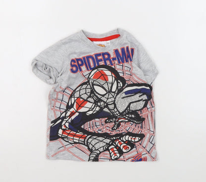 Preloved Marvel Spider-Man Boys Grey T-Shirt 2-3 Years Graphic Print - Front