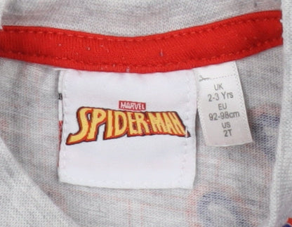 Preloved Marvel Spider-Man Boys Grey T-Shirt 2-3 Years Graphic Print - Label