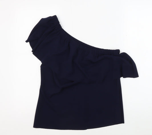 Warehouse Women's Blue One Shoulder Blouse Size 14