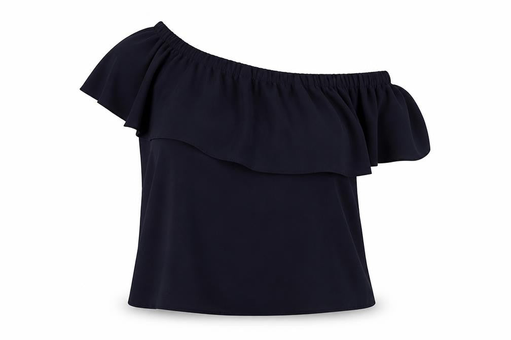 Warehouse Women's Blue One Shoulder Blouse Size 14