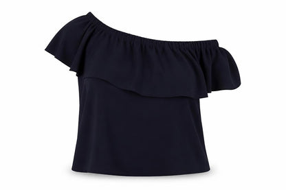 Warehouse Women's Blue One Shoulder Blouse Size 14