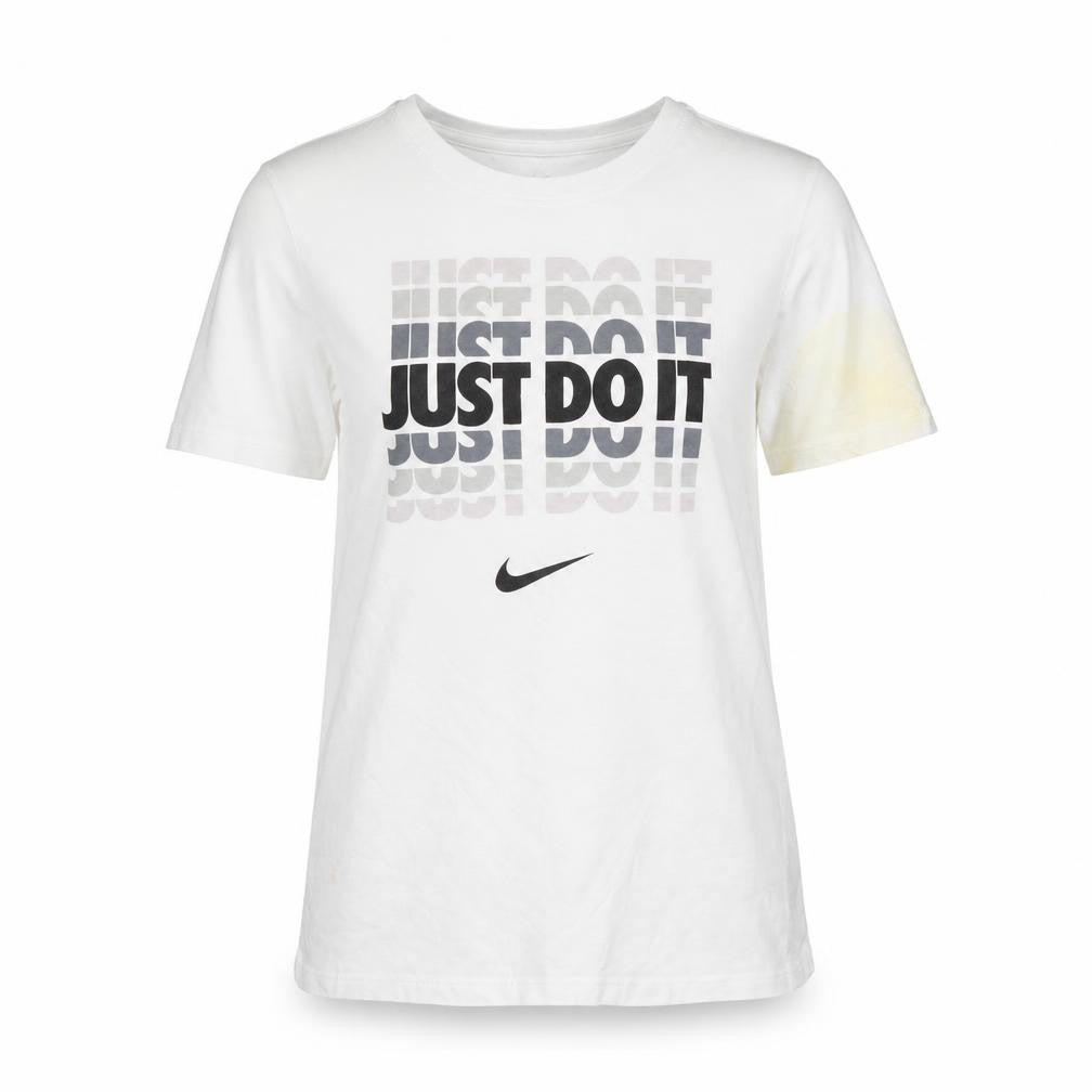Nike Teens White Cotton T-Shirt, Size 12, Athletic Fit