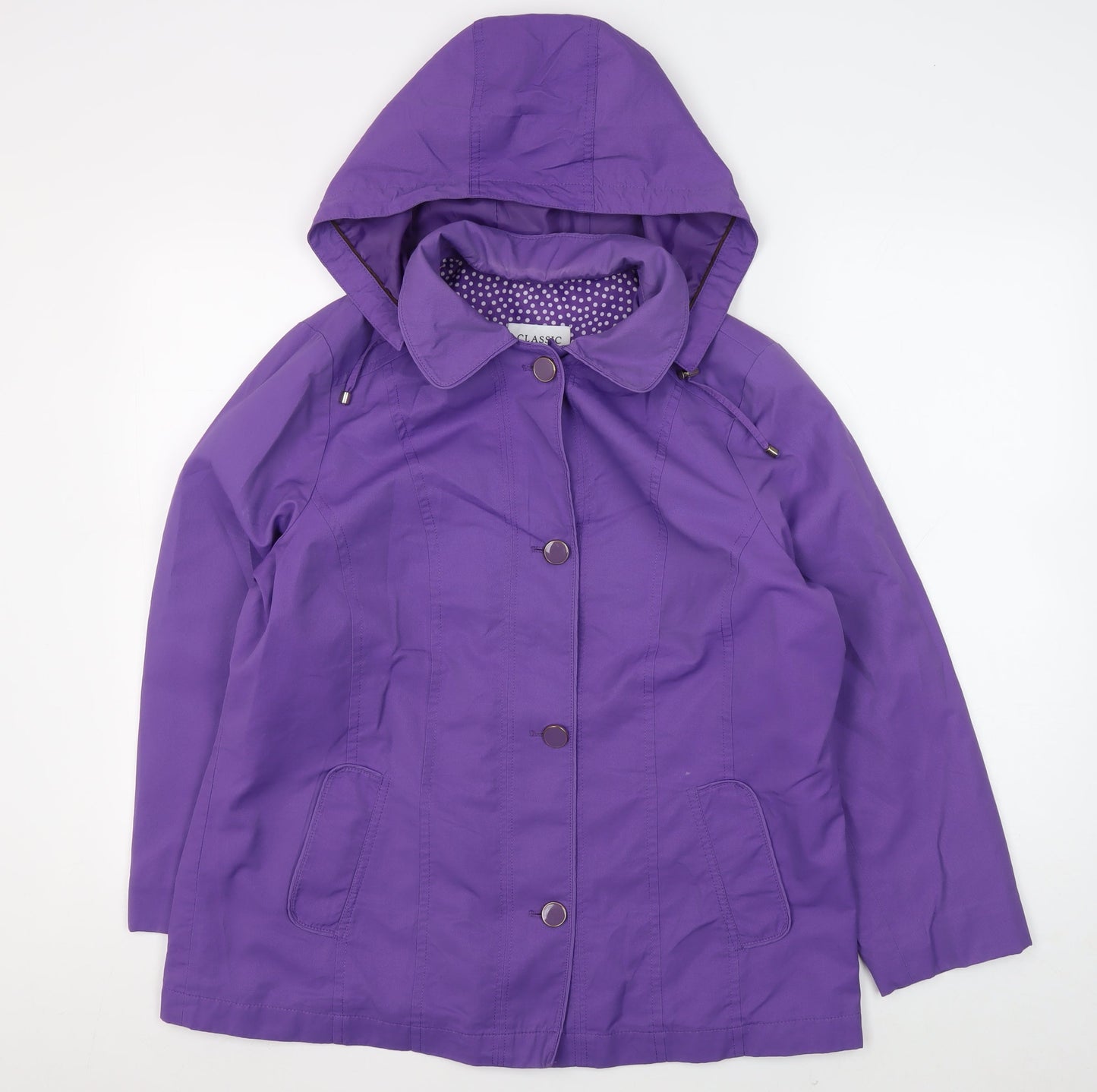 Marks and Spencer Women's Purple Hooded Rain Coat Size 14
