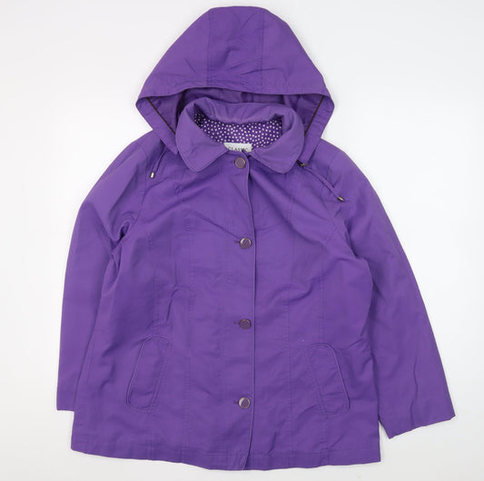 Marks and Spencer Women's Purple Hooded Rain Coat Size 14