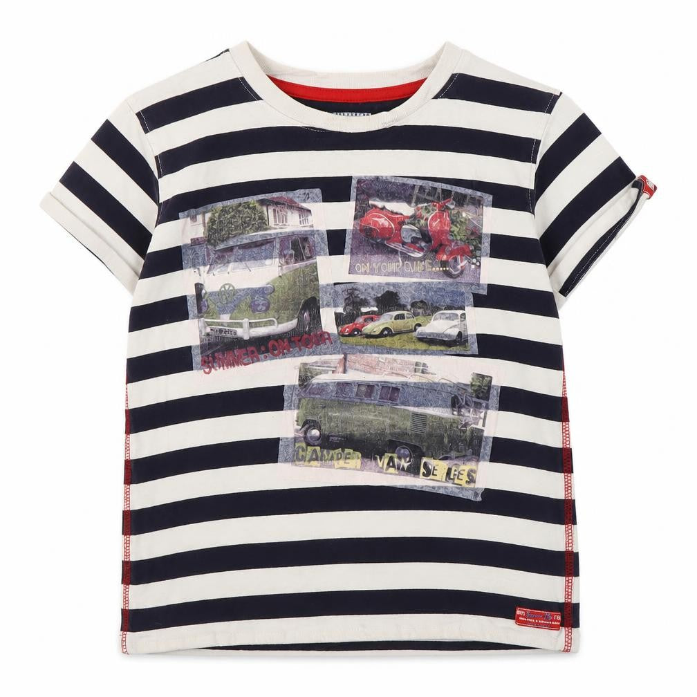 Front view of Adventurers girls’ multicoloured striped jersey t-shirt 11-12 years