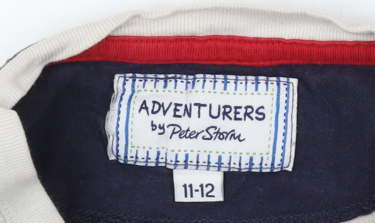 Brand and care label for Adventurers girls’ multicoloured striped jersey t-shirt 11-12 years