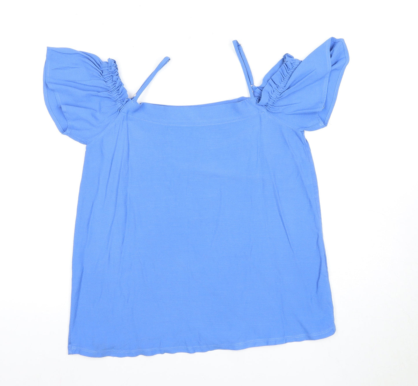 Massimo Dutti Women's Blue Off Shoulder Blouse, Size M
