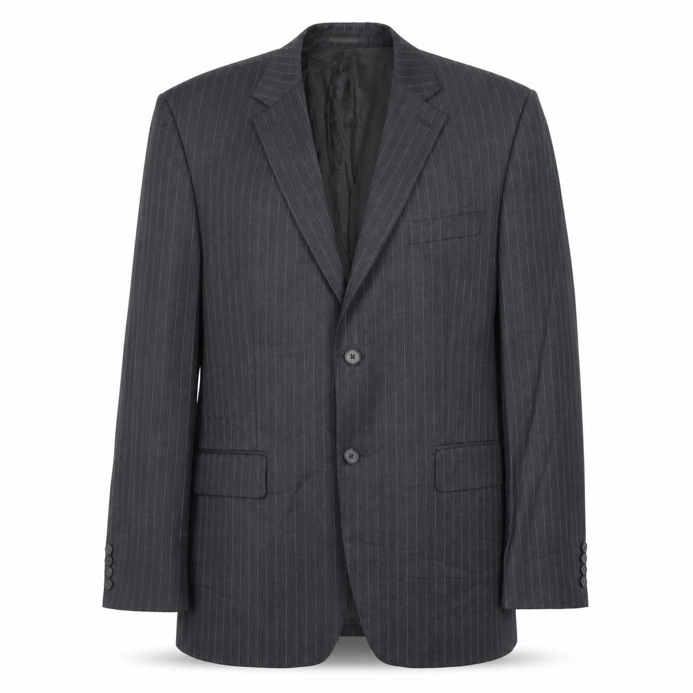 Jeff Banks Men's Grey Striped Suit Jacket, Size 42L, Formal