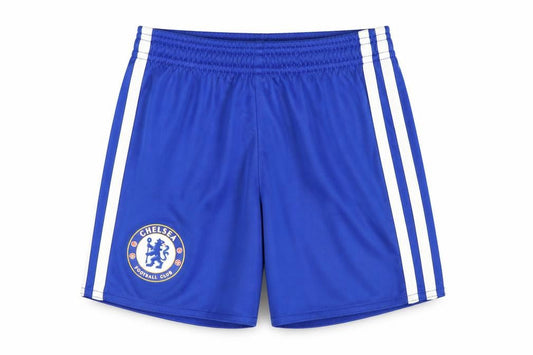 Front view of Adidas boys’ blue athletic football shorts 5-6 years