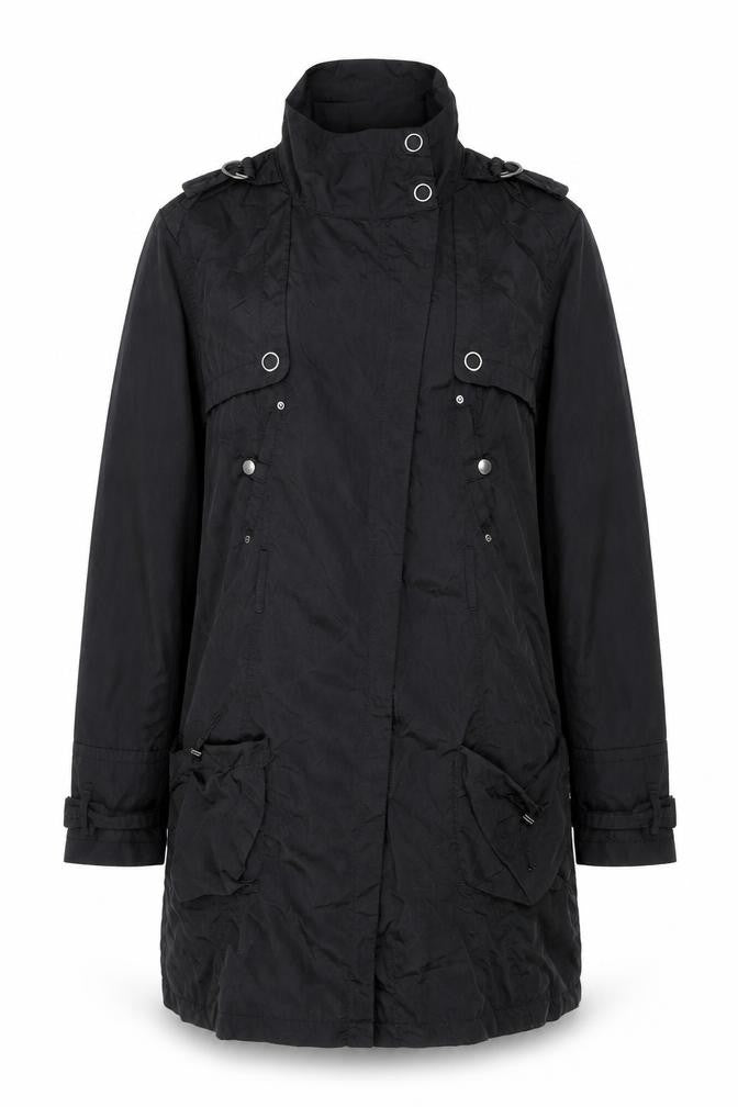 Red Herring Black Hooded Parka Jacket Size 14 Women's