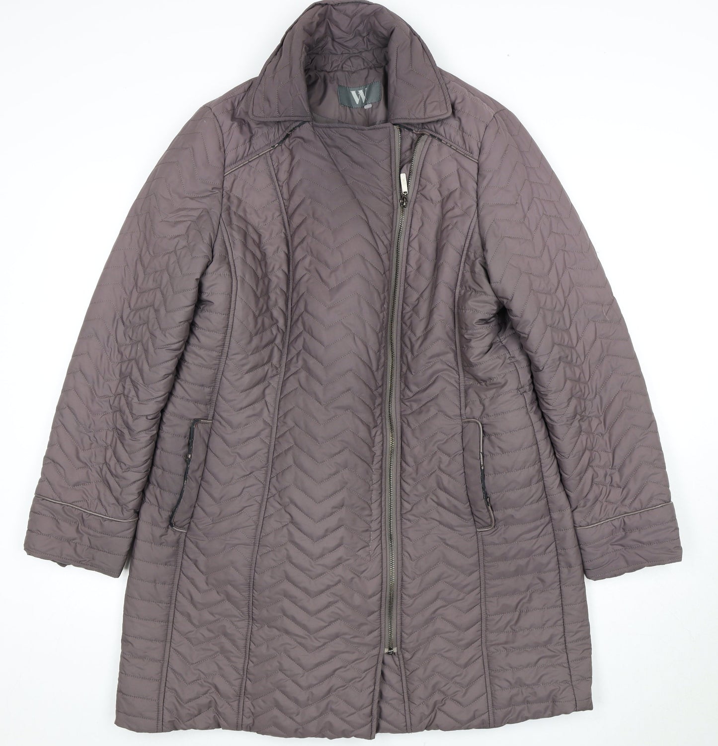 BHS Women's Brown Quilted Mid-Length Coat Size 16
