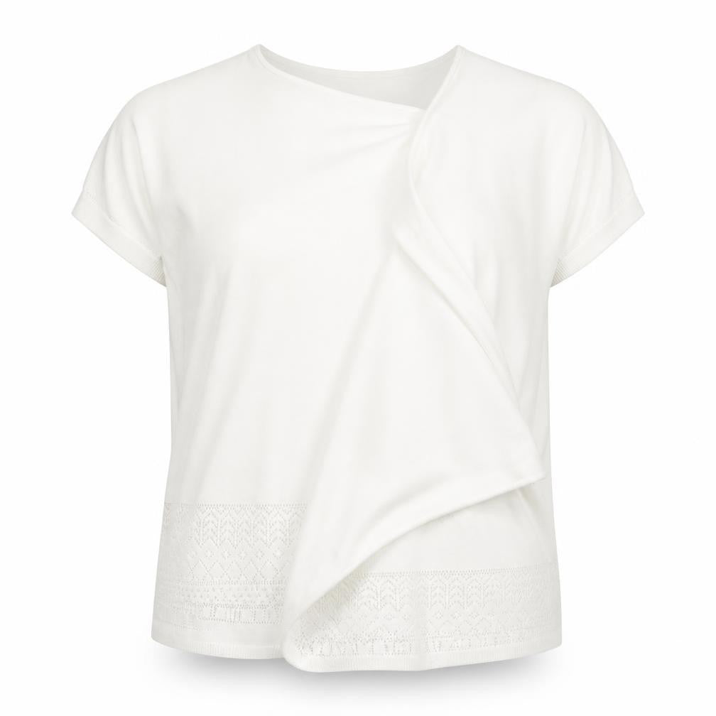 Monsoon Women's White Basic T-Shirt M with Crochet Detail