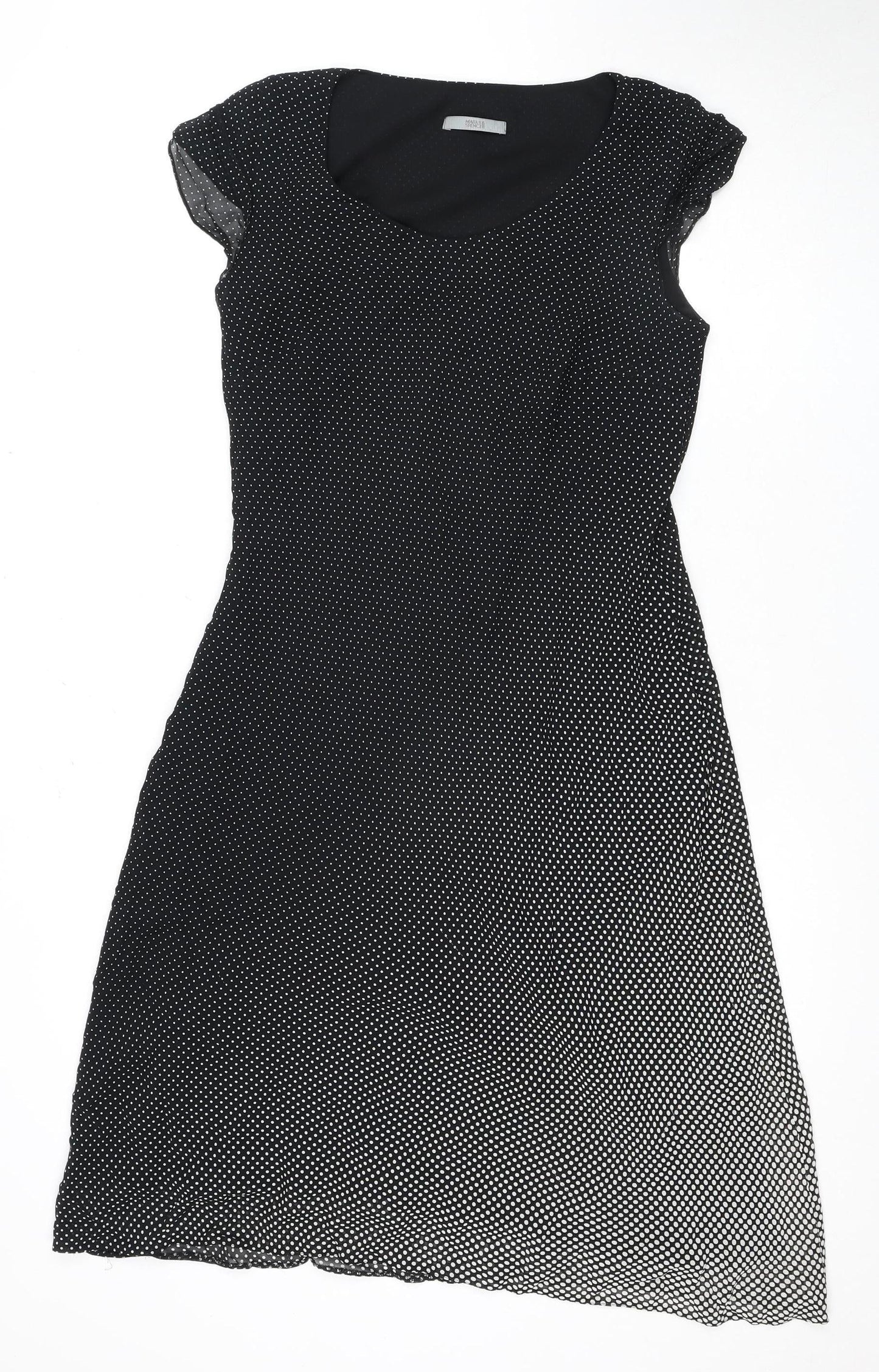 Marks and Spencer Women's Black Polka Dot A-Line Dress, Size 12