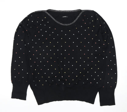 Additional front view of Roman Women's Black Knit T-Shirt, size 8