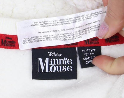 Disney Girls White Minnie Mouse Fleece Lounge Set 12-13 Years