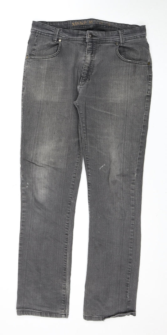 Nisko Women's Grey Straight Jeans Size 14 Distressed