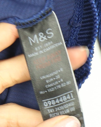 Marks and Spencer Women's Blue Velvet T-Shirt UK 8