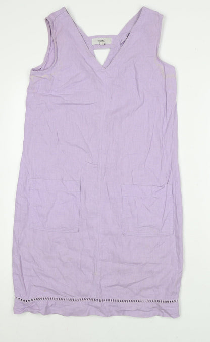 Next Women's Purple Linen Shift Dress Size 6