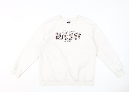 Preloved Disney Women's White Mickey Mouse Sweatshirt, M - Casual - Front