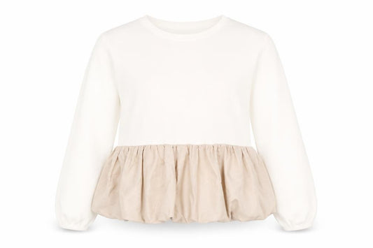 Zara Women's Ivory Beige Pullover Sweatshirt Size L