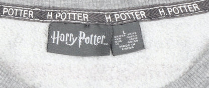 Harry Womens Potter Grey Striped Sweatshirt Size L
