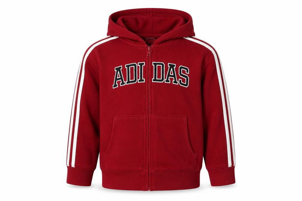 Adidas Boys Red Full Zip Hoodie - Size 5 Years