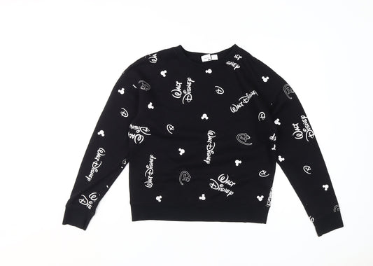 Disney Women's Black Logo Pullover Sweatshirt 2XS