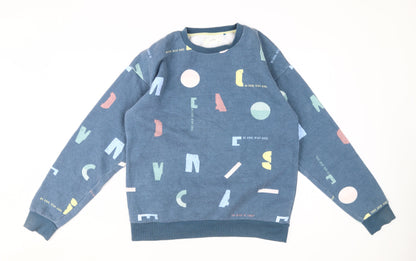Additional front view of RESERVED boys’ blue graphic print pullover sweatshirt l