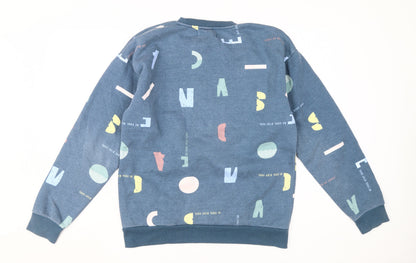 Back view of RESERVED boys’ blue graphic print pullover sweatshirt l