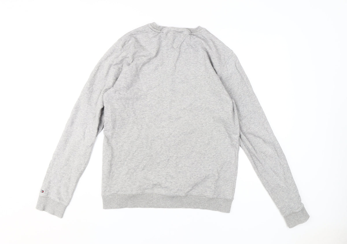 Back view of Tommy Hilfiger boys’ grey logo sweatshirt -, size 16, casual