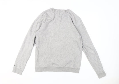 Back view of Tommy Hilfiger boys’ grey logo sweatshirt -, size 16, casual