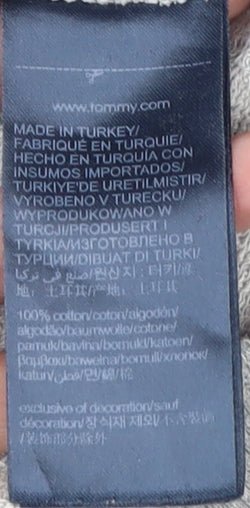 Brand and care label for Tommy Hilfiger boys’ grey logo sweatshirt -, size 16, casual