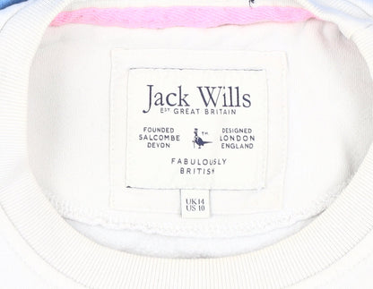 Jack Wills Women's Ivory Blue Sweatshirt Size 14
